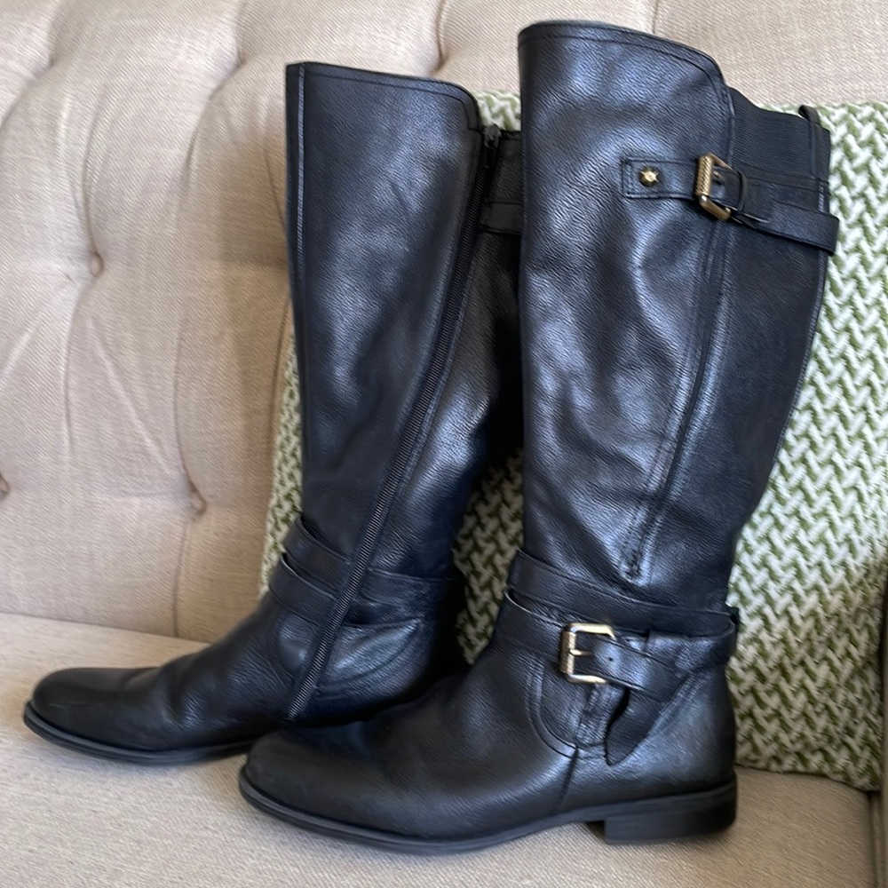 Naturalizer black leather riding boots size 9.5  wc wide calf